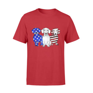 3 Dachshund Doxie Patriotic US American Flag July 4th Shirt T-Shirt