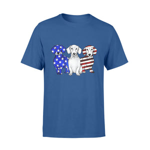 3 Dachshund Doxie Patriotic US American Flag July 4th Shirt T-Shirt