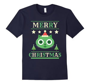 Christmas Cat T Shirt Cute Kitten Merry Xmas Santa Hat Tee