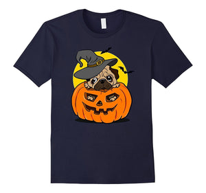 Cute Baby Pug With Pumpkin Halloween T-Shirt