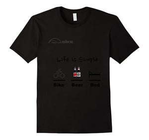 Cycling T Shirt - Life Is Simple - Bike - Beer - Bed T-Shirt