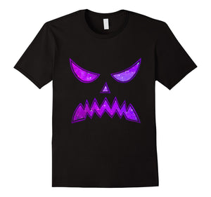 Creepy Purple Galaxy Pumpkin Face T-Shirt