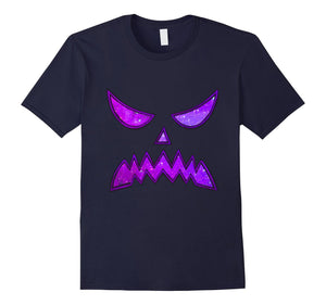 Creepy Purple Galaxy Pumpkin Face T-Shirt