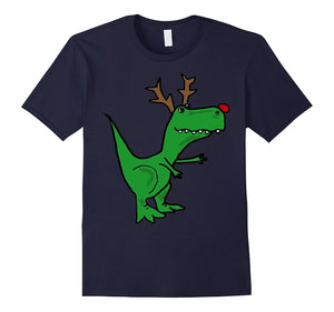 Cool Funny Christmas T-Rex Dinosaur With Antlers T-Shirt