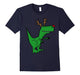 Cool Funny Christmas T-Rex Dinosaur With Antlers T-Shirt