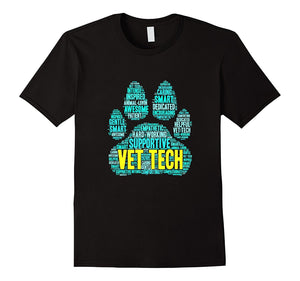 Cool Vet Tech T-Shirt - Veterinarian Word Cloud