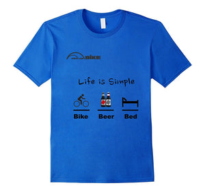 Cycling T Shirt - Life Is Simple - Bike - Beer - Bed T-Shirt