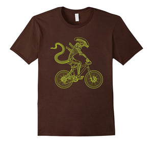 Alien Shirt: Alien Riding Bike Tshirt
