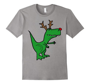 Cool Funny Christmas T-Rex Dinosaur With Antlers T-Shirt