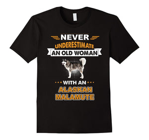 An Old Woman With Alaskan Malamute T-Shirt