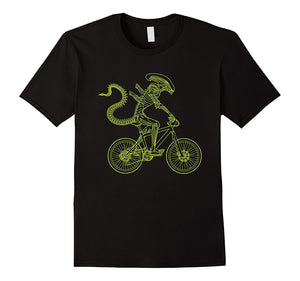 Alien Shirt: Alien Riding Bike Tshirt