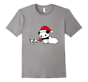 Cute Kawaii Panda Bear T Shirt Present Santa Hat Cartoon Tee