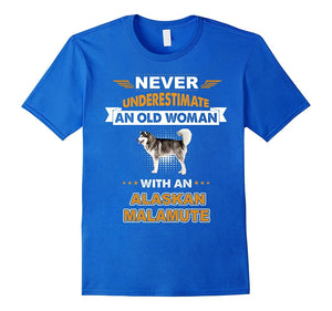 An Old Woman With Alaskan Malamute T-Shirt