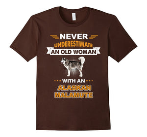 An Old Woman With Alaskan Malamute T-Shirt