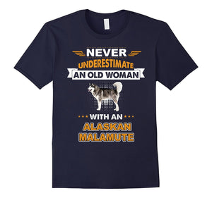 An Old Woman With Alaskan Malamute T-Shirt