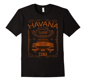 Cuban Classic Car T Shirt. Havana Car Orange Tee. Cuban Tee