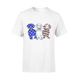3 Dachshund Doxie Patriotic US American Flag July 4th Shirt T-Shirt